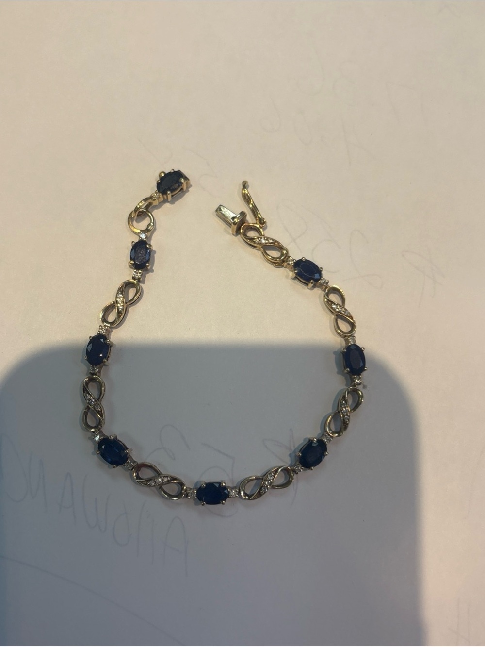 14k solid gold Sapphire and Diamond bracelet